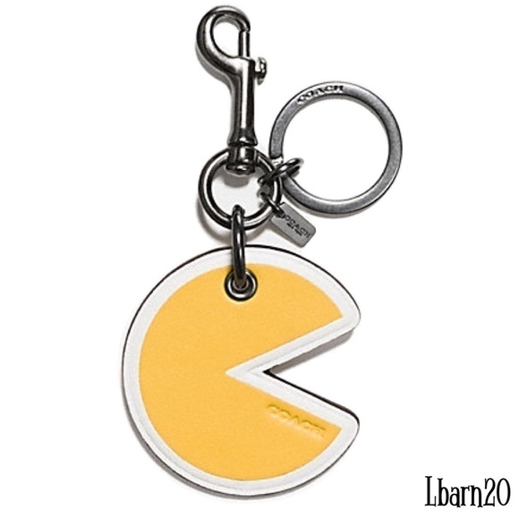 PAC MAN BAG CHARM (COACH F56751) BLACK/YELLOW RARE SOLD OUT! PAC-MAN KEYCHAIN - Picture 2 of 6
